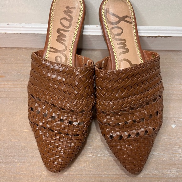 Sam Edelman Natalya Woven Brown Leather Mule Slides Sz 6 Boho Beach Vacation - Picture 4 of 7
